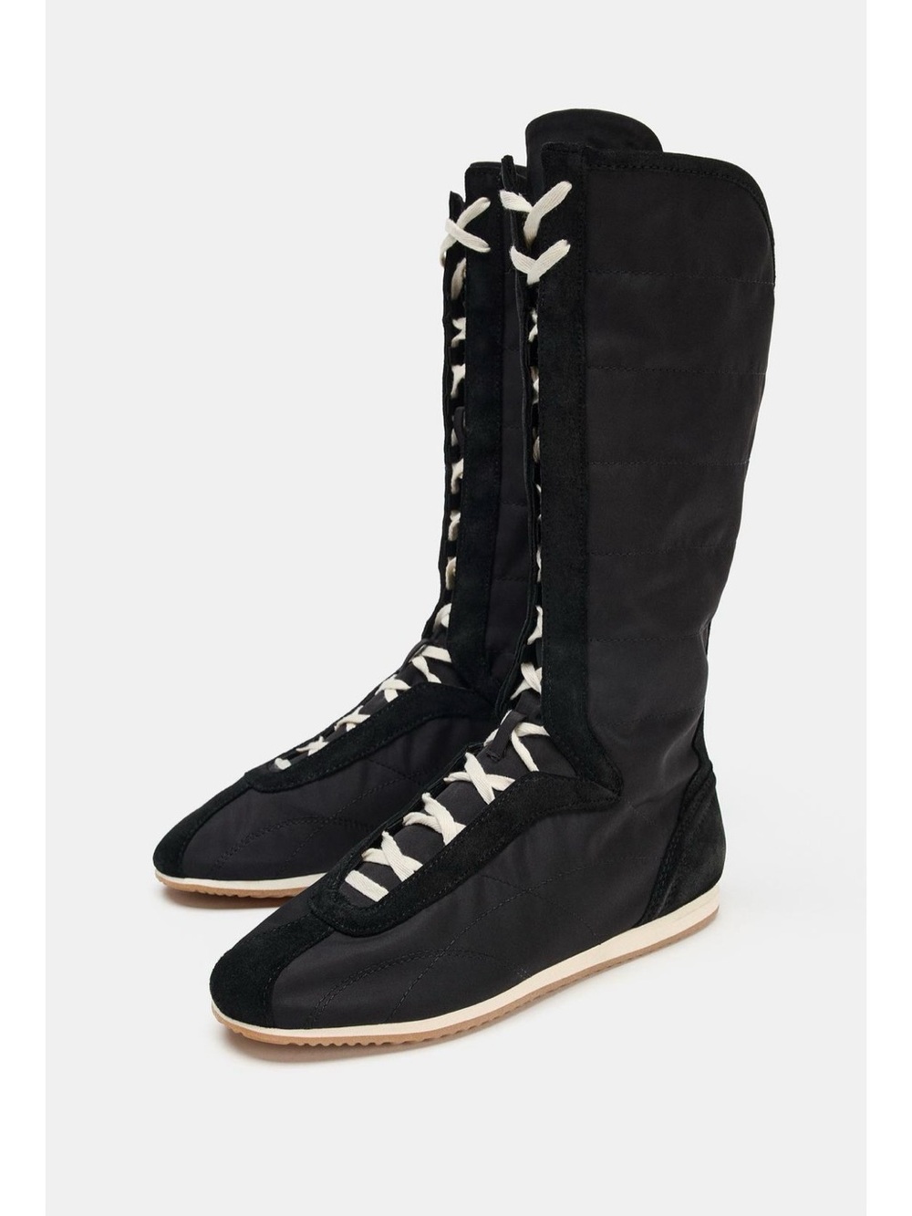 Women's Black Lace-Up Tall Sneakers